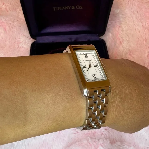 TIFFANY AND CO. Classic Rectangle Roman Watch Quartz AUTHENTIC - Picture 8 of 8